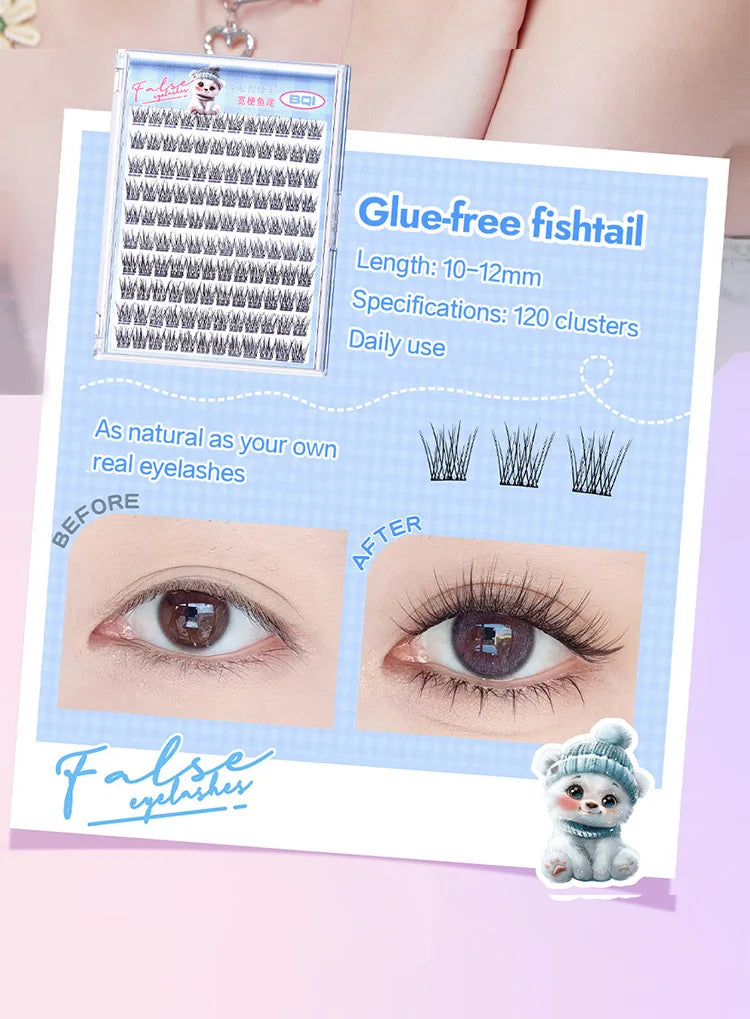 10 Rows Self-Adhesive Lash Clusters – 10-12MM C-Curl | Glue-Free, Natural Look
