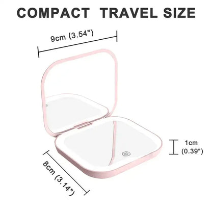 Compact LED Travel Makeup Mirror – 2X Magnifying, Foldable & Portable