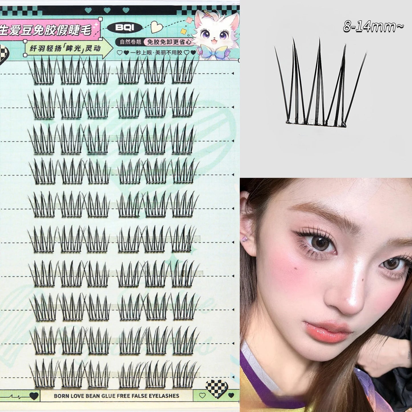10 Rows Self-Adhesive Lash Clusters – 10-12MM C-Curl | Glue-Free, Natural Look
