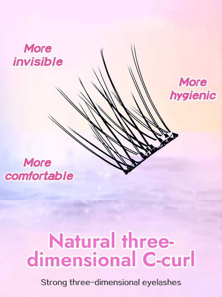 10 Rows Self-Adhesive Lash Clusters – 10-12MM C-Curl | Glue-Free, Natural Look