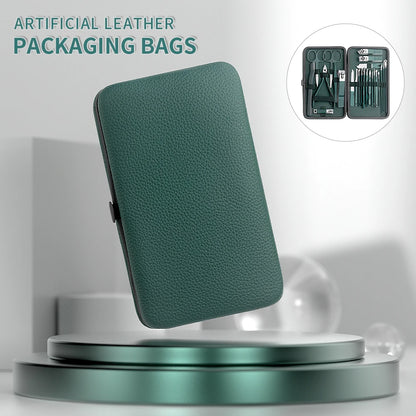 All-in-One Green Manicure & Pedicure Set – 7/13/24-Piece Stainless Steel Tools