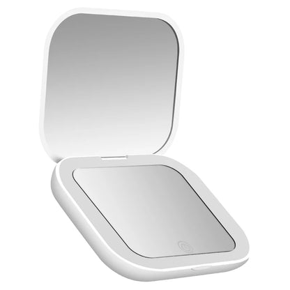 Compact LED Travel Makeup Mirror – 2X Magnifying, Foldable & Portable