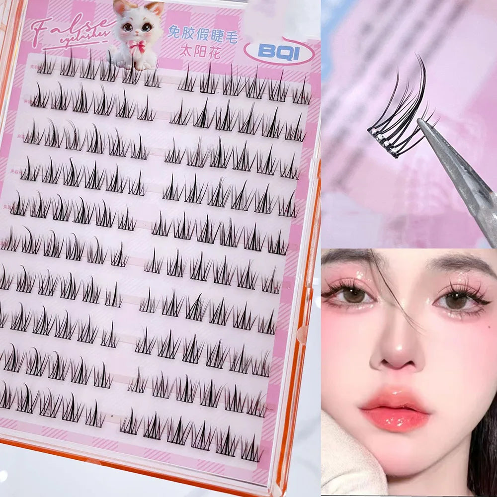10 Rows Self-Adhesive Lash Clusters – 10-12MM C-Curl | Glue-Free, Natural Look