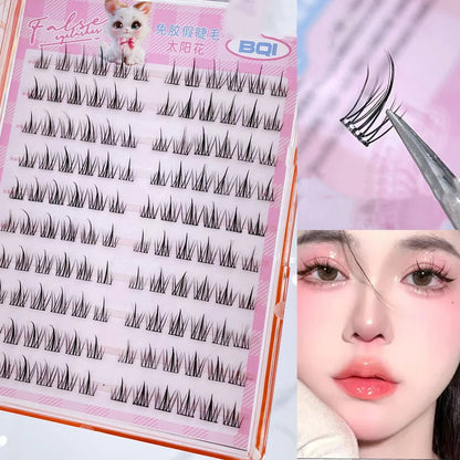 10 Rows Self-Adhesive Lash Clusters – 10-12MM C-Curl | Glue-Free, Natural Look