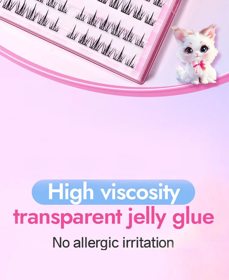 10 Rows Self-Adhesive Lash Clusters – 10-12MM C-Curl | Glue-Free, Natural Look